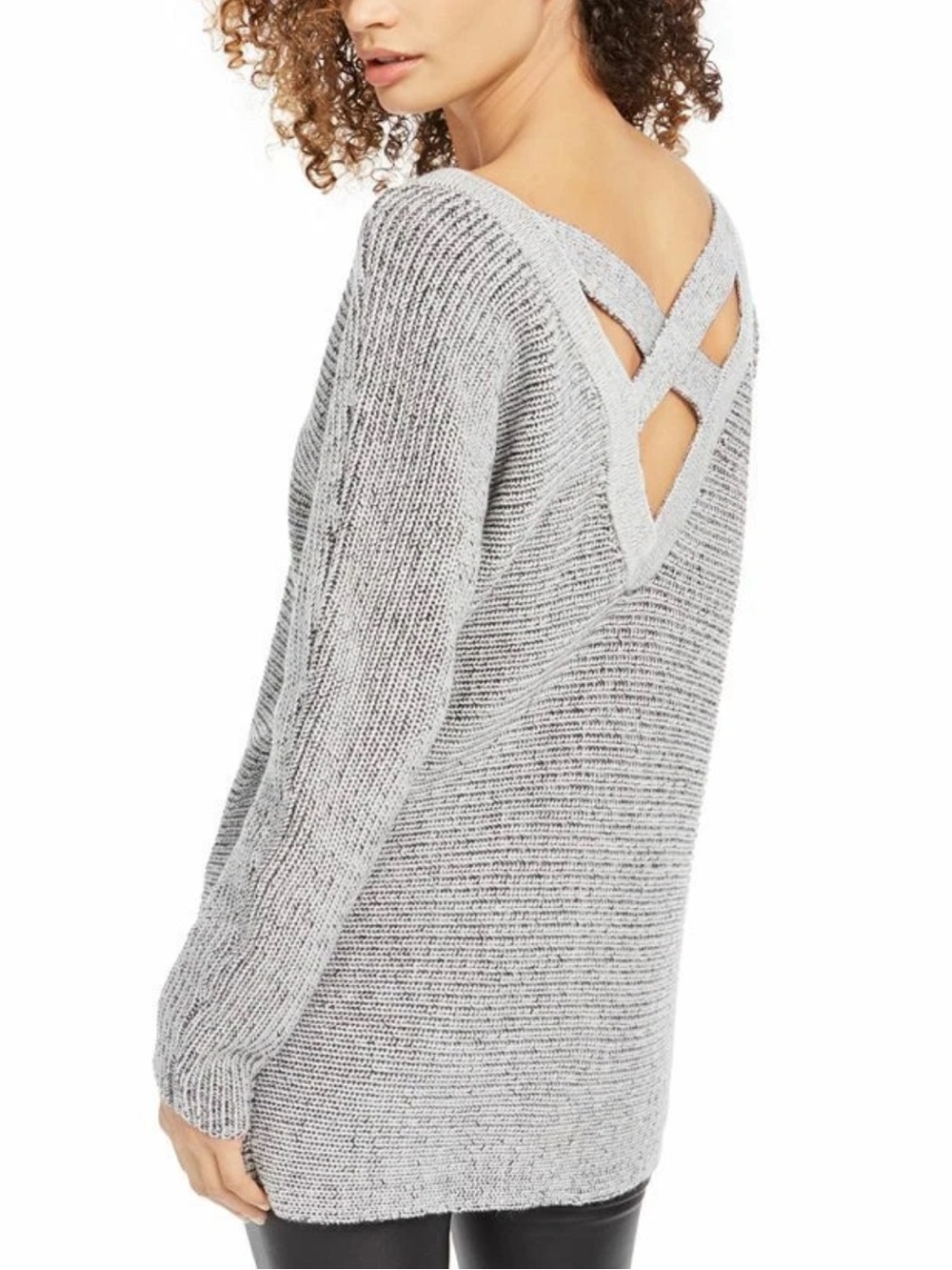 Bar lll Grey knit criss cross back knit sweater size small